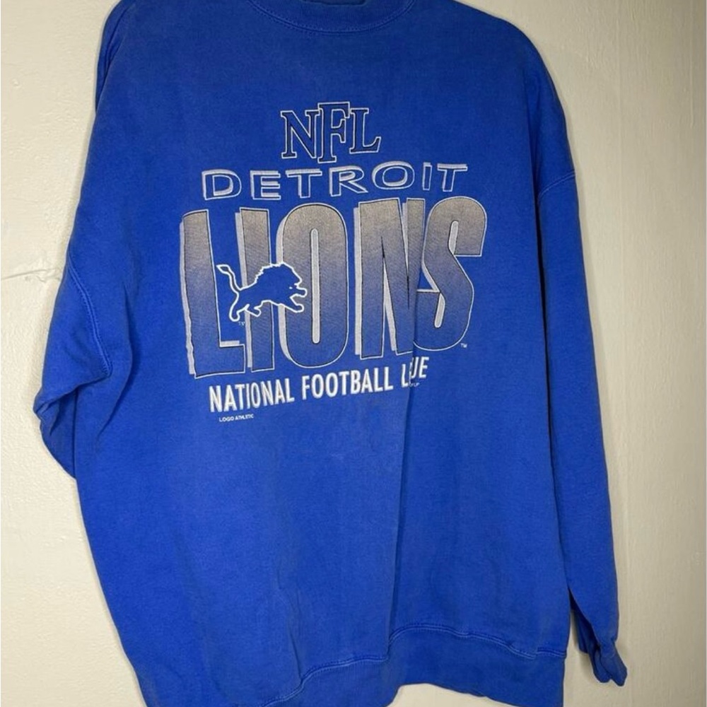 Detroit Lions Vintage NFL Logo Athletic Football Sweatshirt Sweater VTG Crewneck